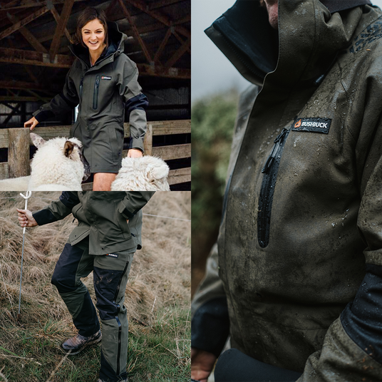 Men and women wearing Bushbuck jackets and trousers
