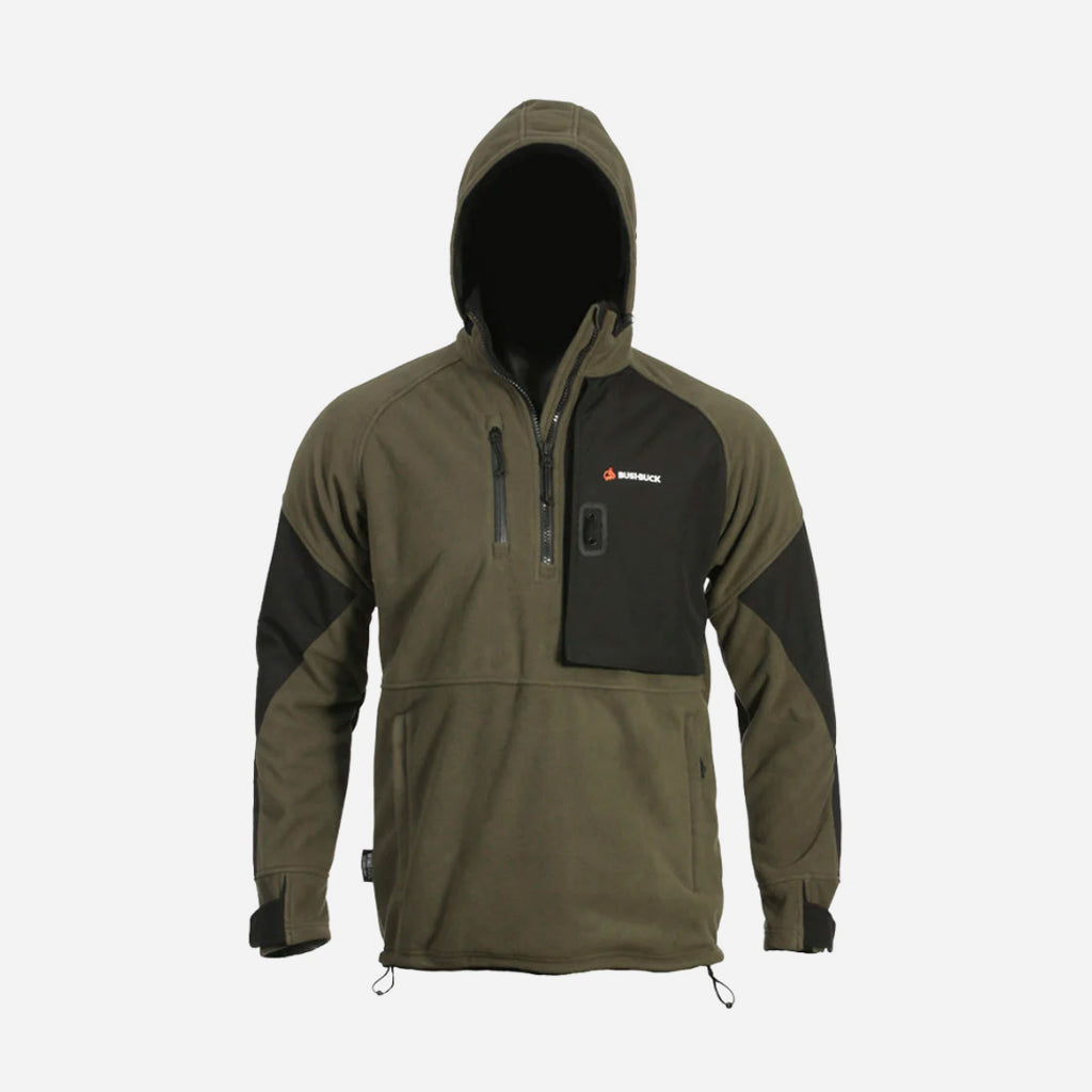 Bushbuck Frontier Unisex Windproof Fleece Pullover Bayleaf Green - Wild & Moor