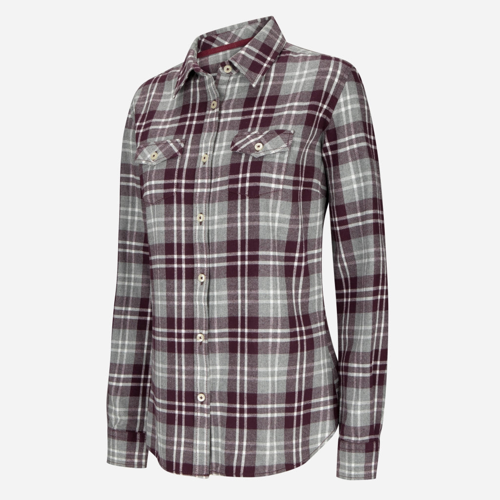 Hoggs of Fife Eilidh Ladies Flannel Shirt Merlot Marl - Wild & Moor