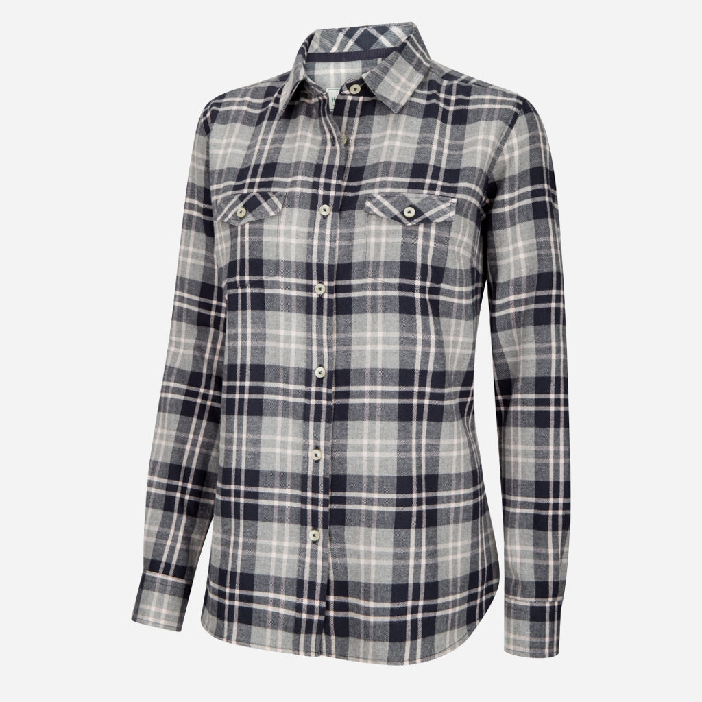 Hoggs of Fife Eilidh Ladies Flannel Shirt Navy Marl - Wild & Moor
