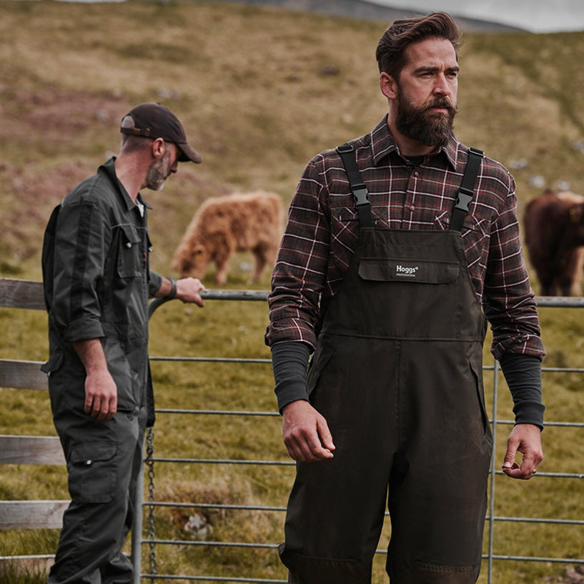 Lifestyle Image of Hoggs of Fife Green King II Waterproof Bib & Brace Green - Wild & Moor