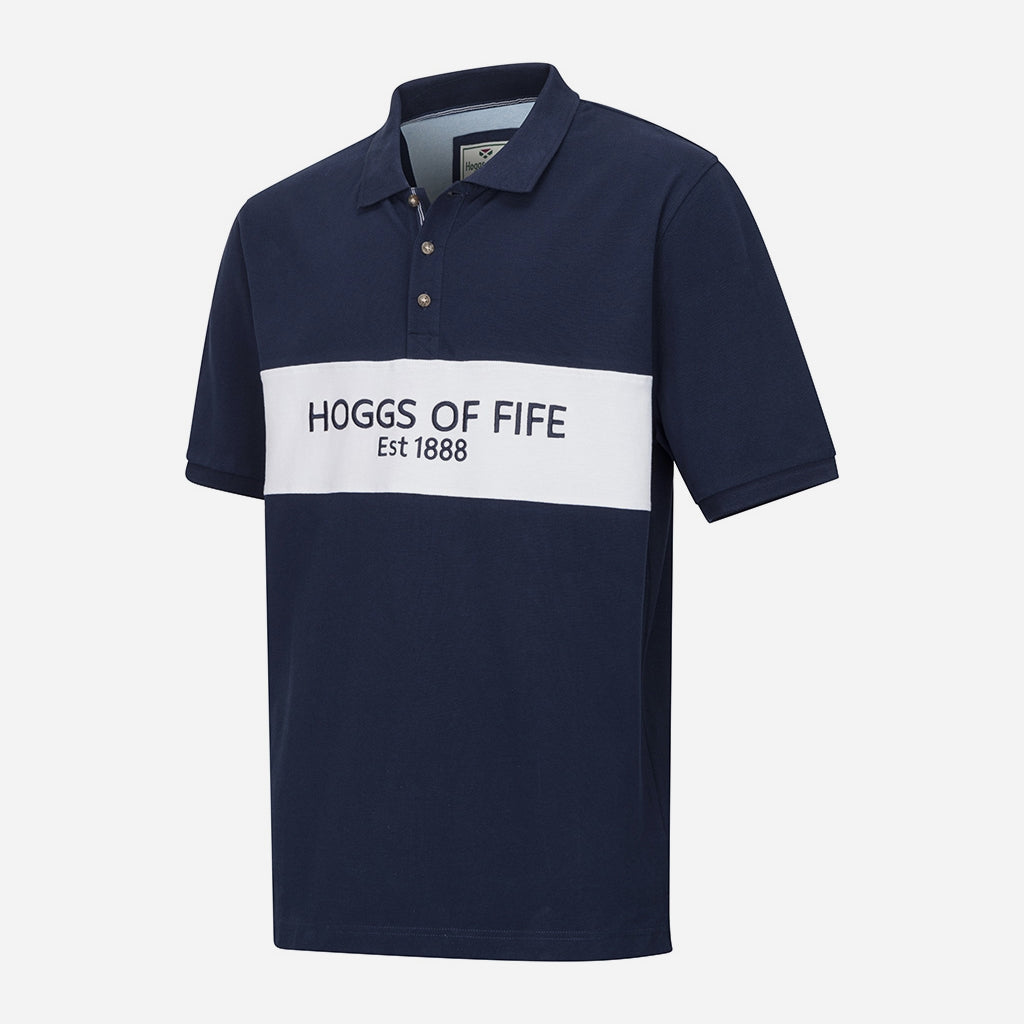 Hoggs of Fife Stewart Block Pique Polo Shirt Navy - Wild & Moor