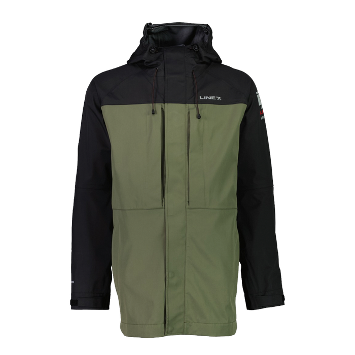 Two-tone black and green men's Line7 Storm Pro20 waterproof jacket