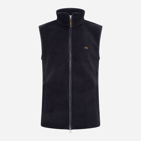 Front of Harehill Birtles Fleece Gilet, Midnight - Wild & Moor