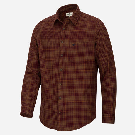 Hoggs of Fife Harris Cotton/Wool Twill Check Shirt, Rust - Wild & Moor