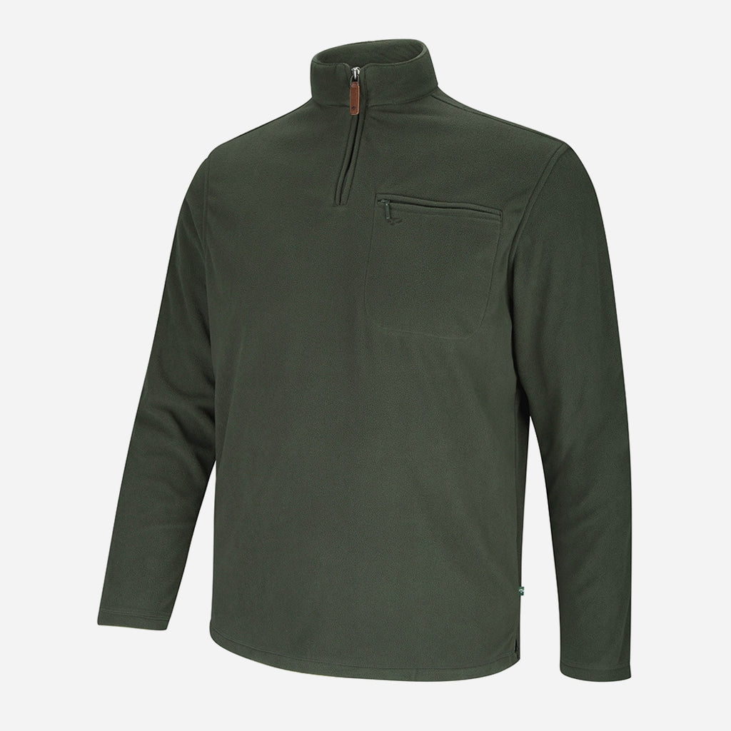 Hoggs of Fife Islander 1/4 Zip Micro-Fleece Shirt, Dark Green - Wild & Moor