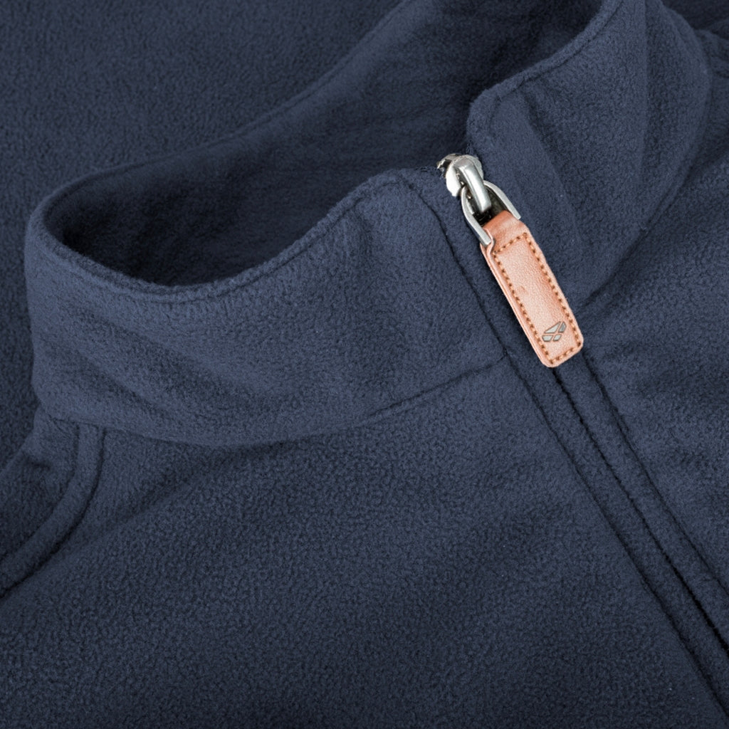 Close up of Hoggs of Fife Islander 1/4 Zip Micro-Fleece Shirt, Navy - Wild & Moor