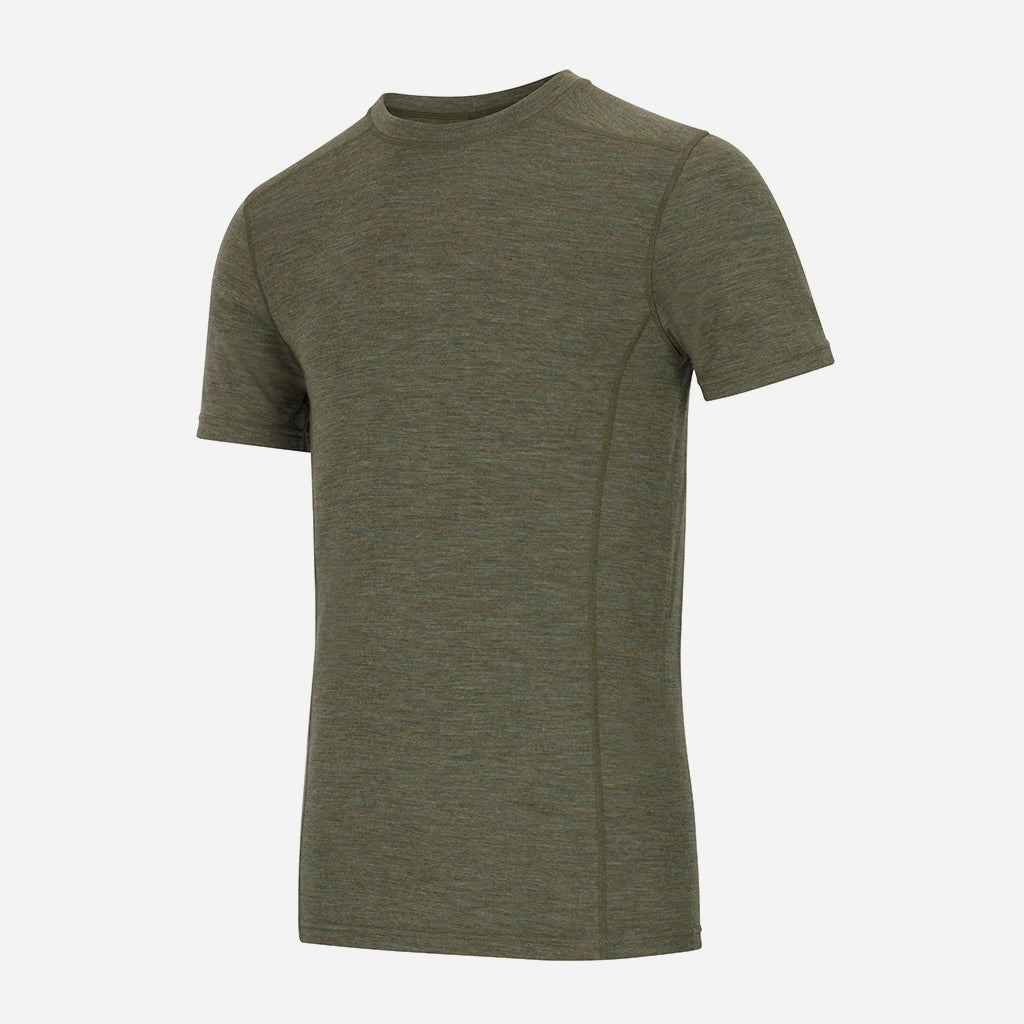 Hoggs of Fife 100% Merino Wool Crew Neck Base Layer Short Sleeve Green - Wild & Moor