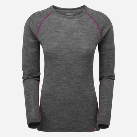 Keela Womens Merino L/S Round Neck Top Grey - Wild & Moor