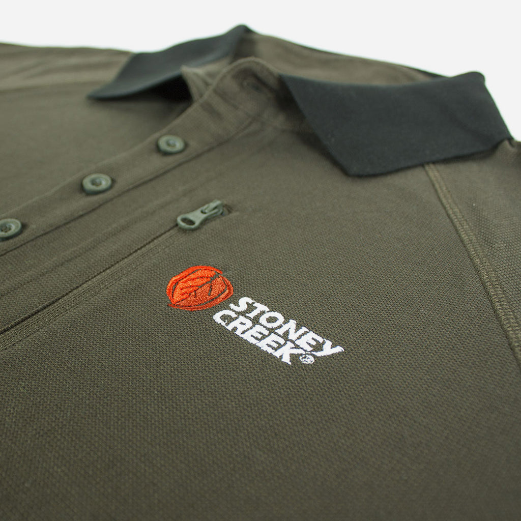Stoney Creek Mens Q-Wick Dry Polo Shirt Front Zip Pocket